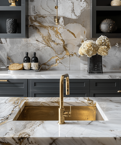 sink with marble countertops